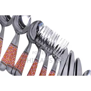 24pcs Red Flower Cutlery (Forks, Spoons Knives)