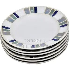 6 Pieces Blue Designed Side Plates – White