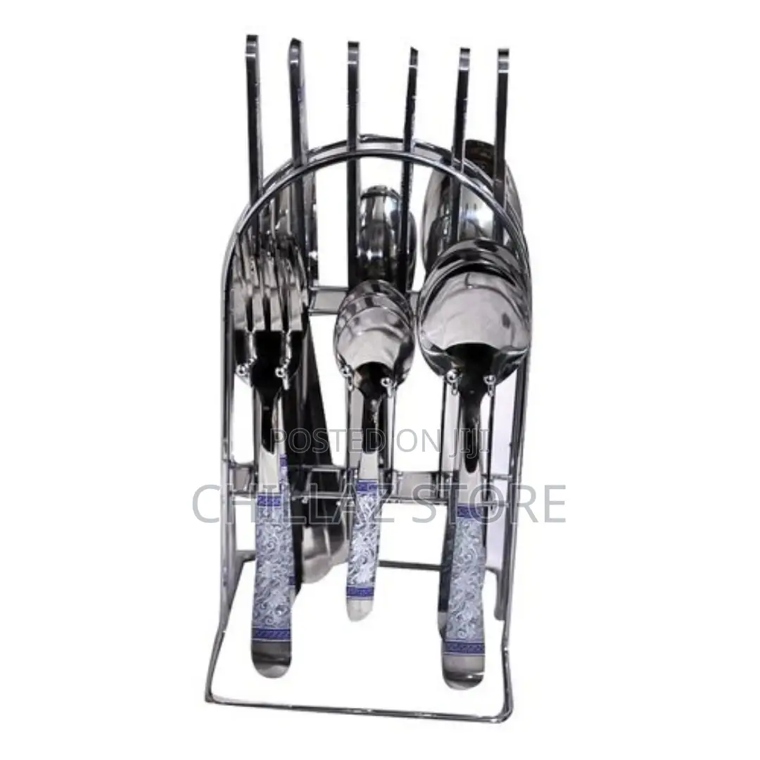 24 Piece Flowered Dinner Cutlery (Forks, Spoons Knives