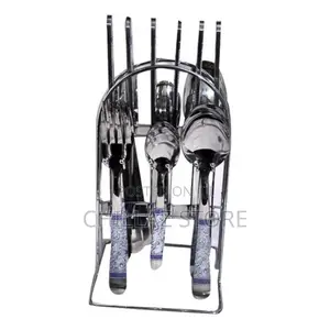 24 Piece Flowered Dinner Cutlery (Forks, Spoons Knives