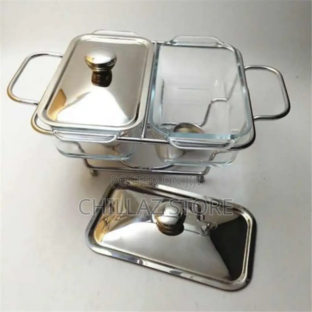 1.3L Double Glass Chafing Dish Buffet Food Warmers