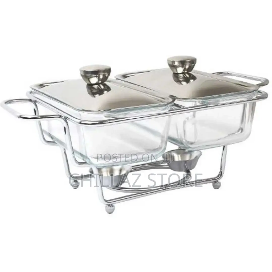 1.3L Double Glass Chafing Dish Buffet Food Warmers