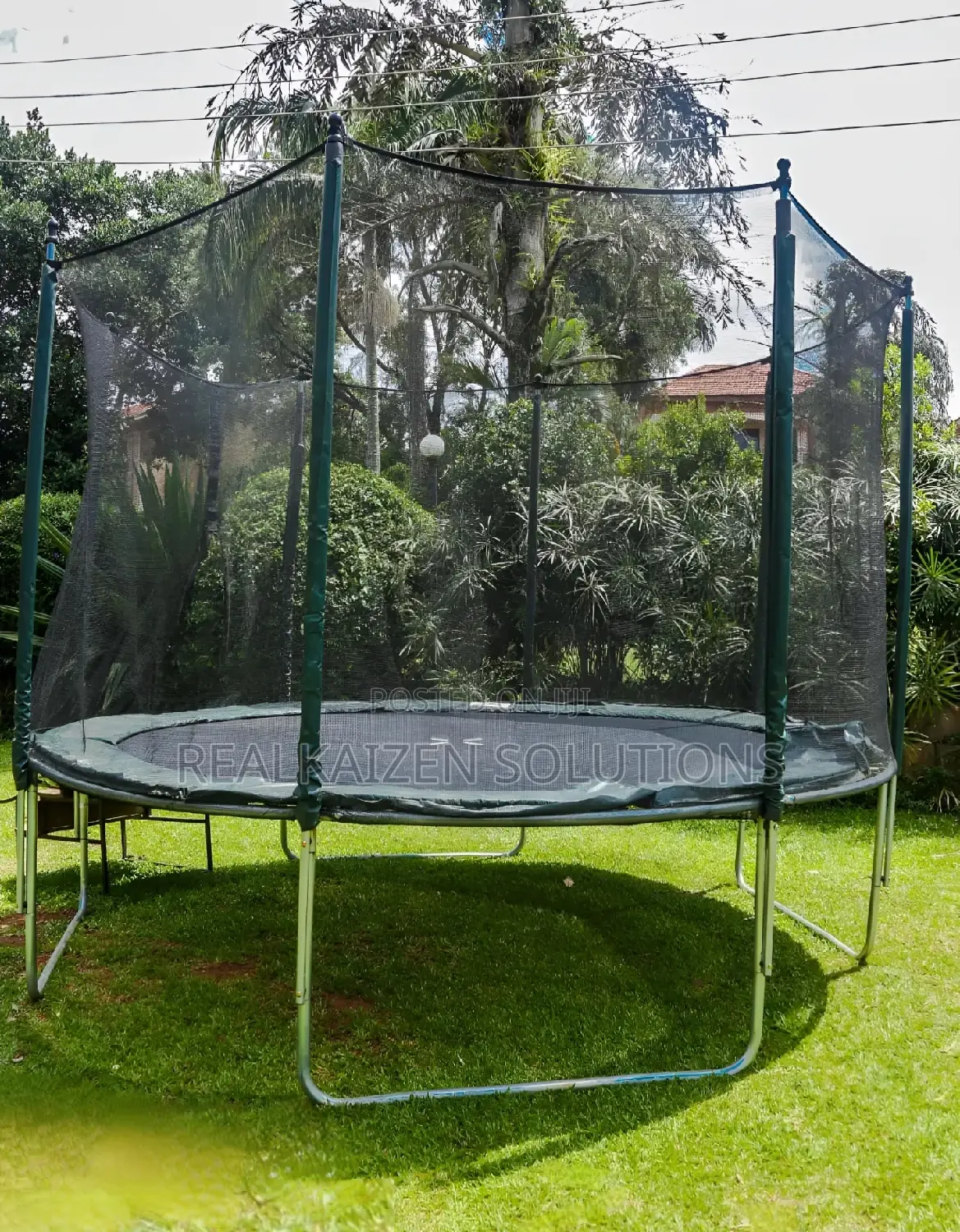 12ft Top Quality Army Green Trampoline Spring Pad Safety Net