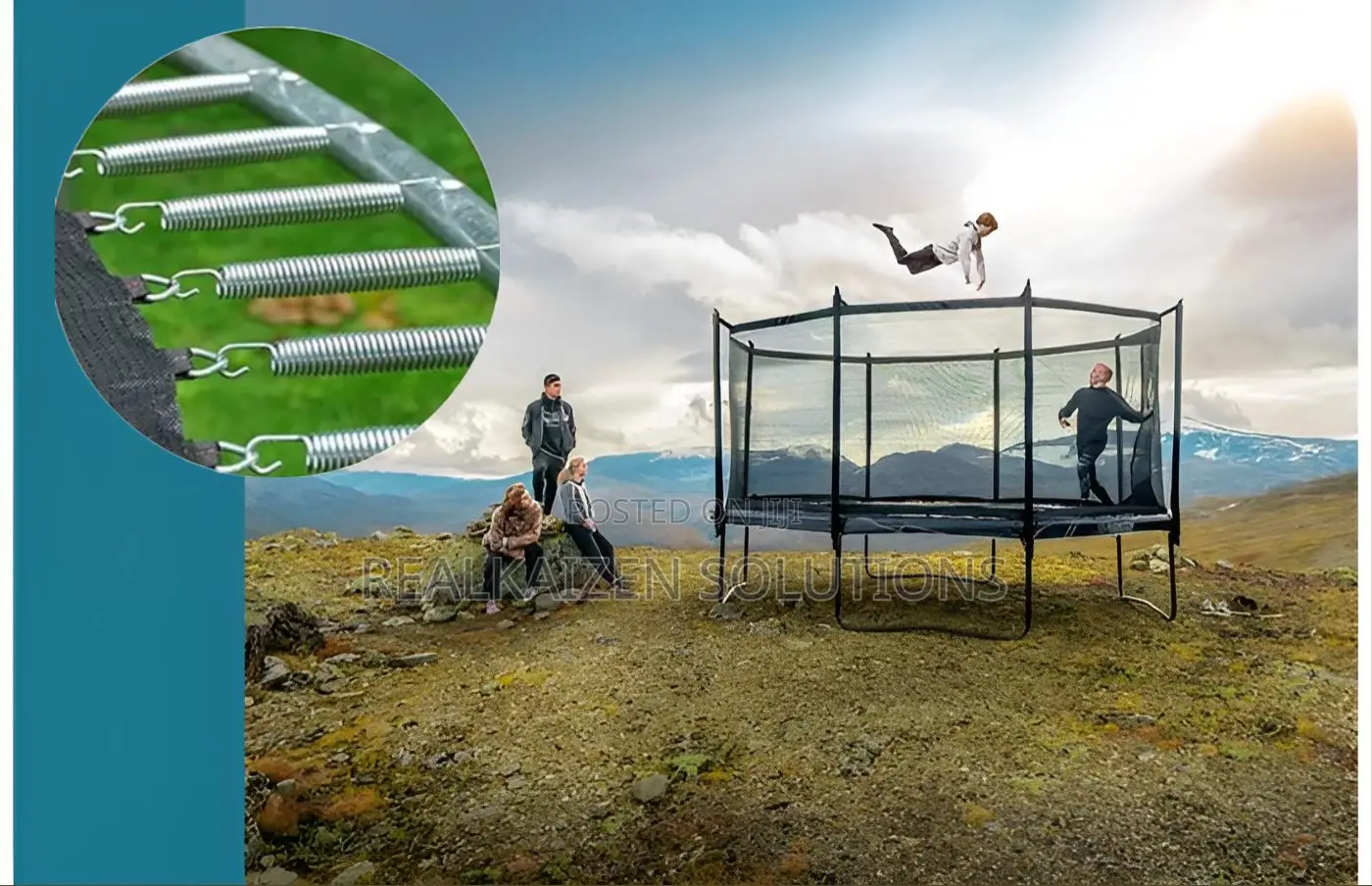 12ft Top Quality Army Green Trampoline Spring Pad Safety Net