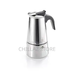Espresso Maker Emilio for 4 Cups, Stainless Steel- Silver.