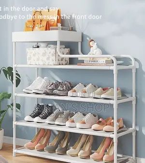 Portable Free Standing Metallic Shoe Rack Organizer