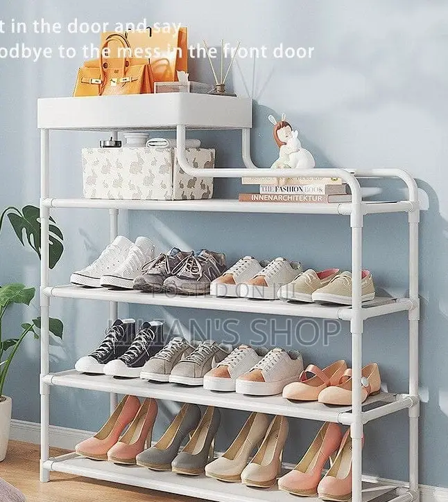 Portable Free Standing Metallic Shoe Rack Organizer