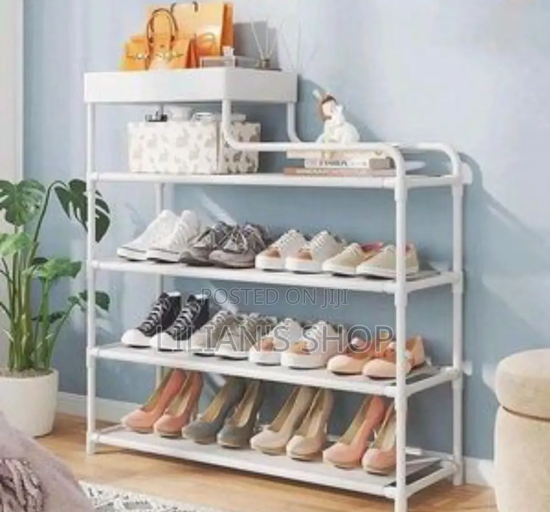 Portable Free Standing Metallic Shoe Rack Organizer