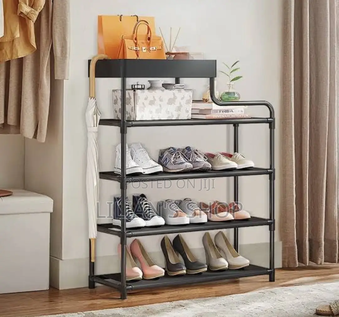 Portable Free Standing Metallic Shoe Rack Organizer