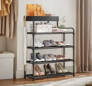 Portable Free Standing Metallic Shoe Rack Organizer