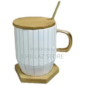 Breakfast Coffee Mug, Tea Cup Gift Set With Gold Spoon-