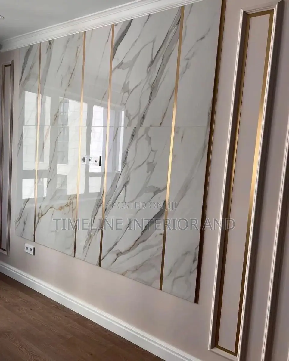 PVC Marble Sheets With Golden Strips