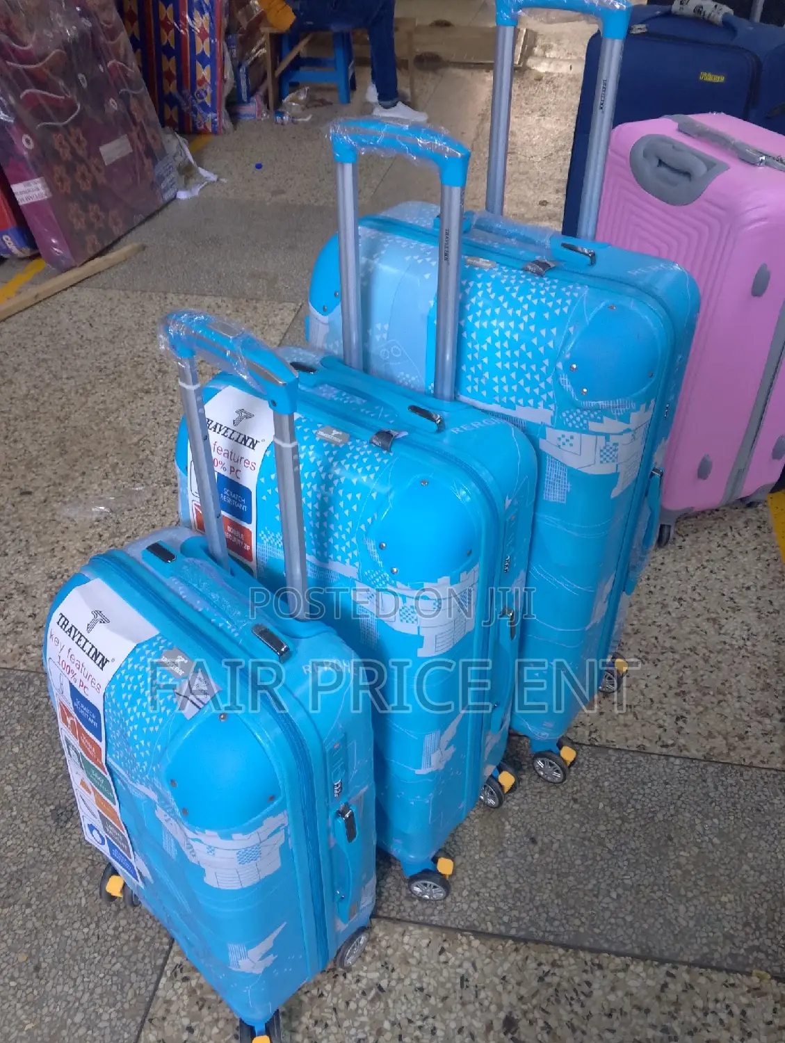 Original Noble Plastic Suitcases. Full Set 3pcs.( Blue)