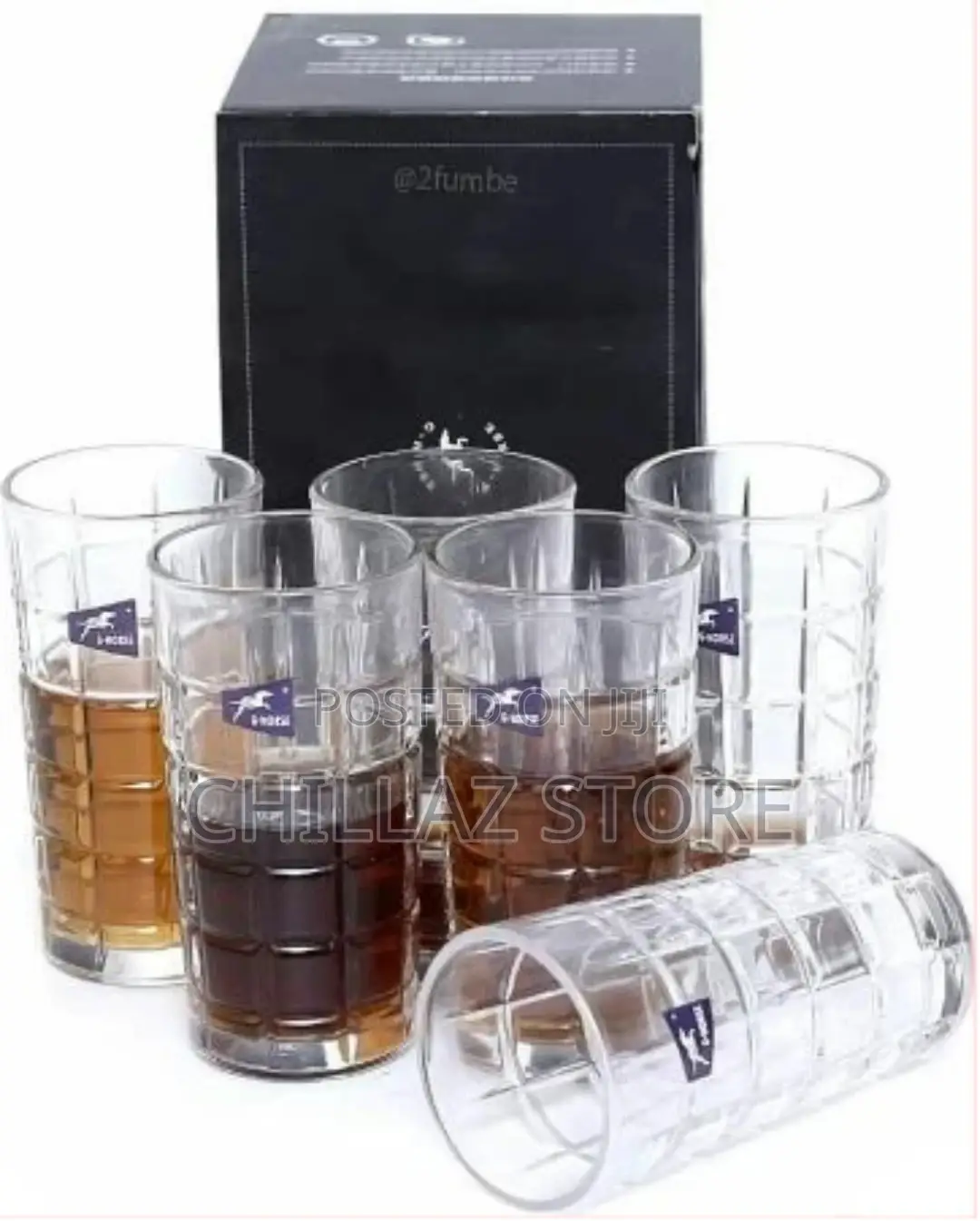 6 Pieces of Lined Design Juice Glasses
