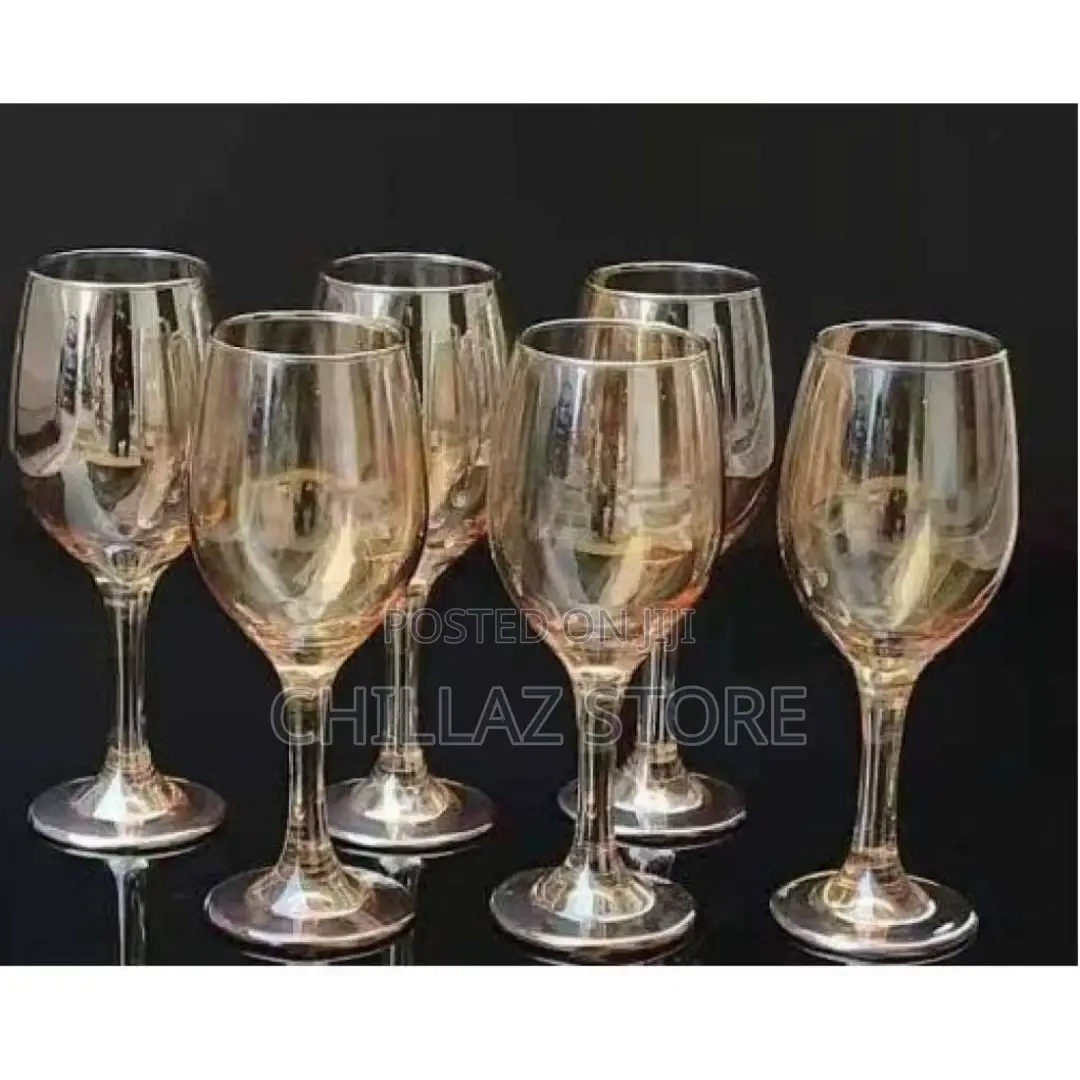 6 Pc Gold Lead-Free Juice, Champagne Wine Glasses Decorative