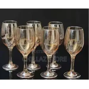 6 Pc Gold Lead-Free Juice, Champagne Wine Glasses Decorative