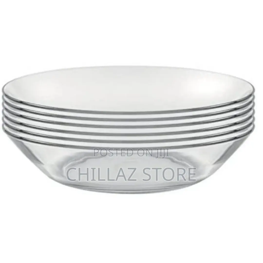 Clear Glass Round Calotte Soup Plates, 6PCS