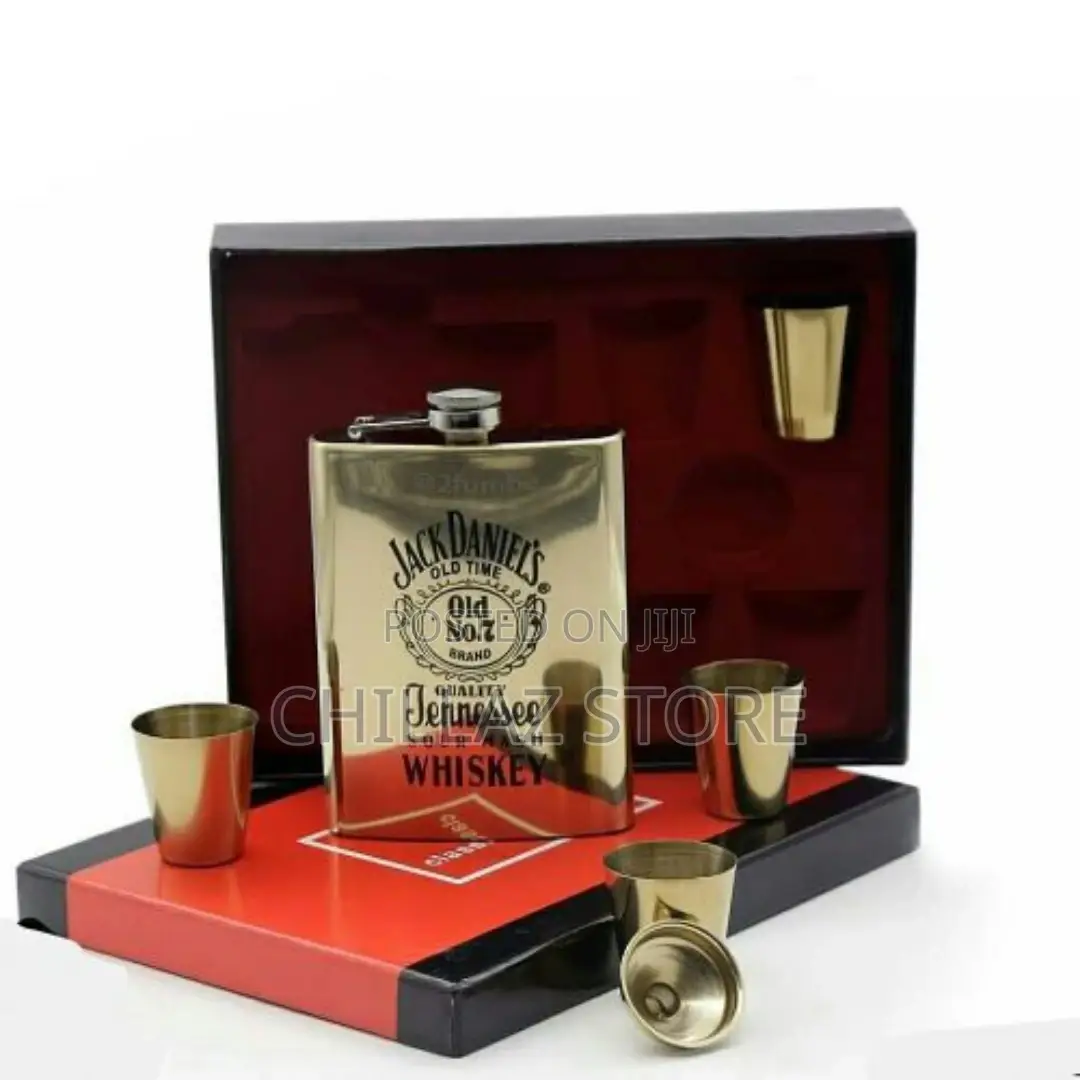 7oz Whisky Hip Flask Bottle With 4 Shot Cup Gift Set –