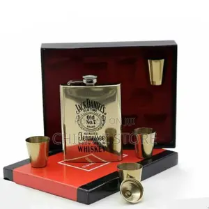 7oz Whisky Hip Flask Bottle With 4 Shot Cup Gift Set –