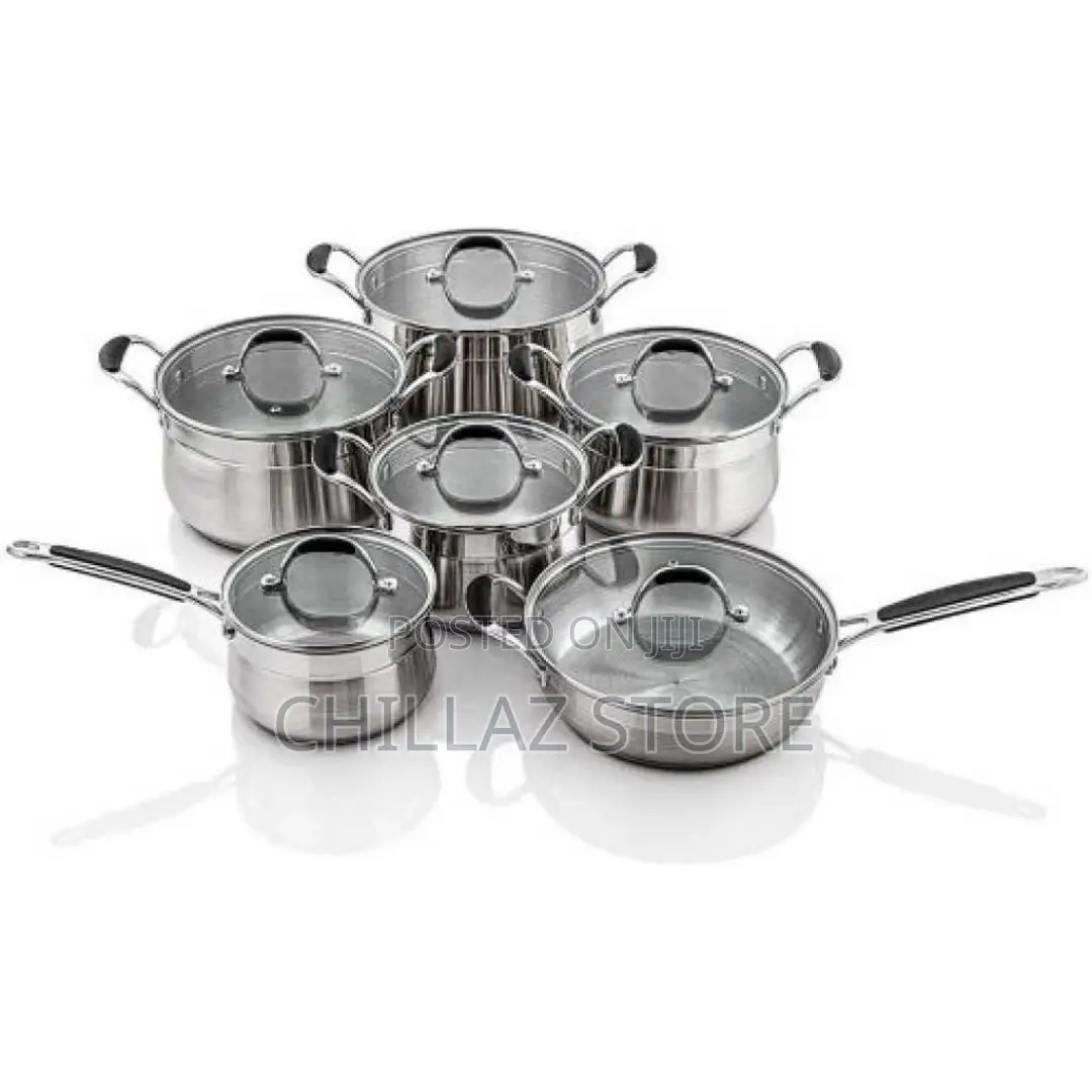 12 Pieces Stainless Steel Saucepans Cookware Pots Pans