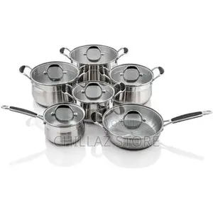 12 Pieces Stainless Steel Saucepans Cookware Pots Pans