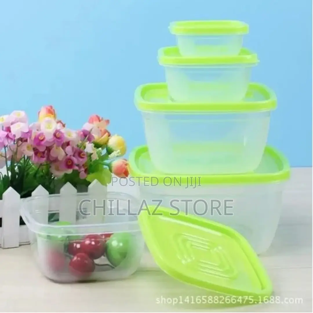 5 Pc Square Airtight Food Storage Containers Tins With Lids