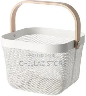 Square Metal Mesh Fruit Shopping Wooden Storage Basket