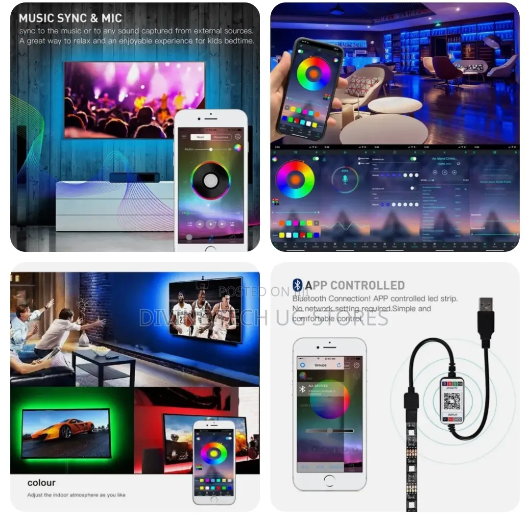 Usb Led Strip Light Wireless Bluetooth Control Light 5m