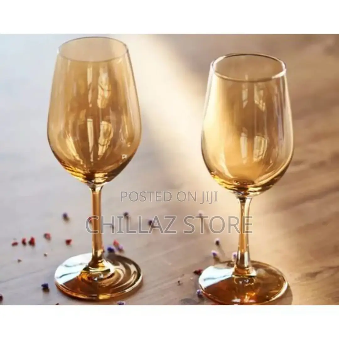 Gold Lead-Free Juice, Wine Glasses- 6 Pieces, Brown
