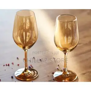 Gold Lead-Free Juice, Wine Glasses- 6 Pieces, Brown