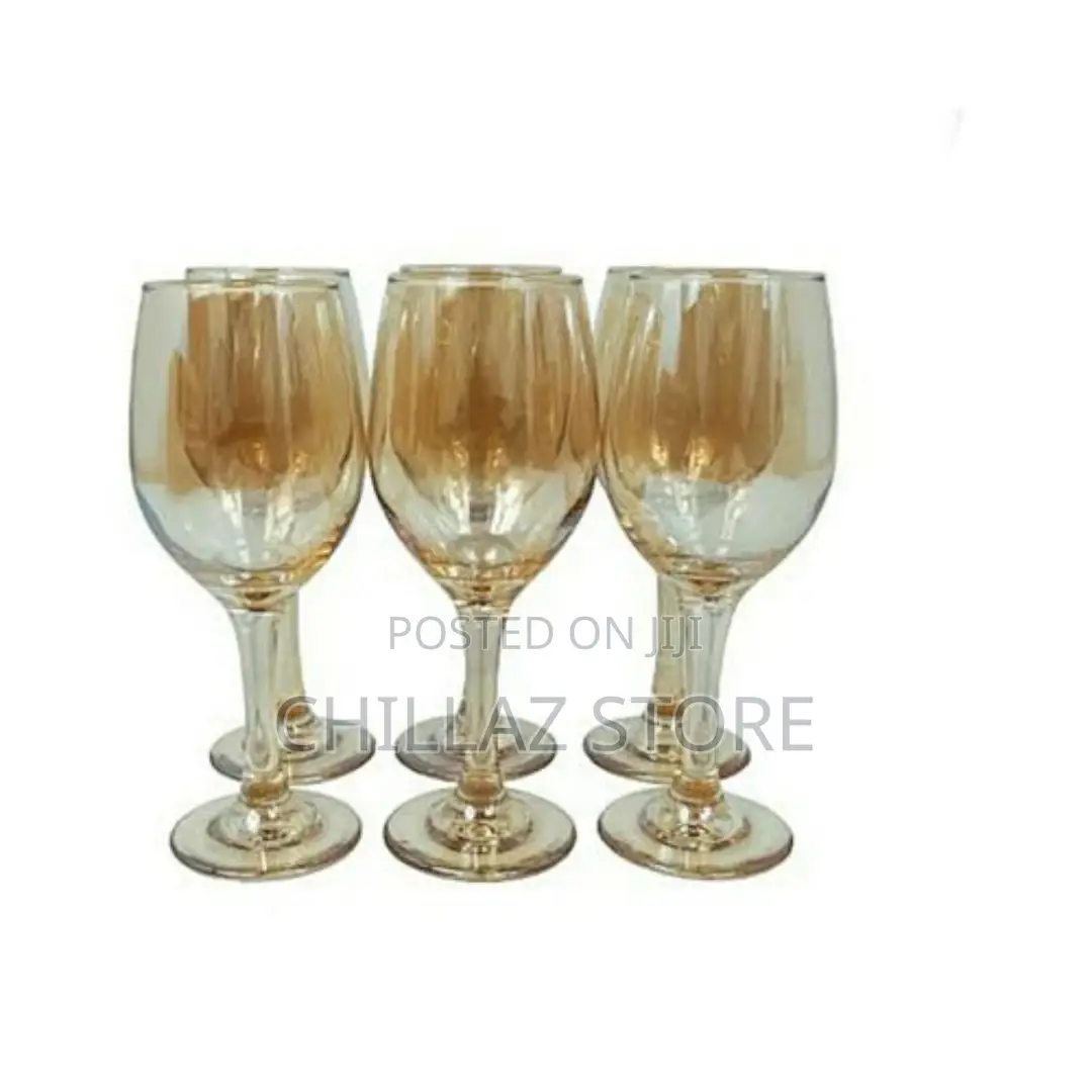 Gold Lead-Free Juice, Wine Glasses- 6 Pieces, Brown