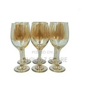 Gold Lead-Free Juice, Wine Glasses- 6 Pieces, Brown