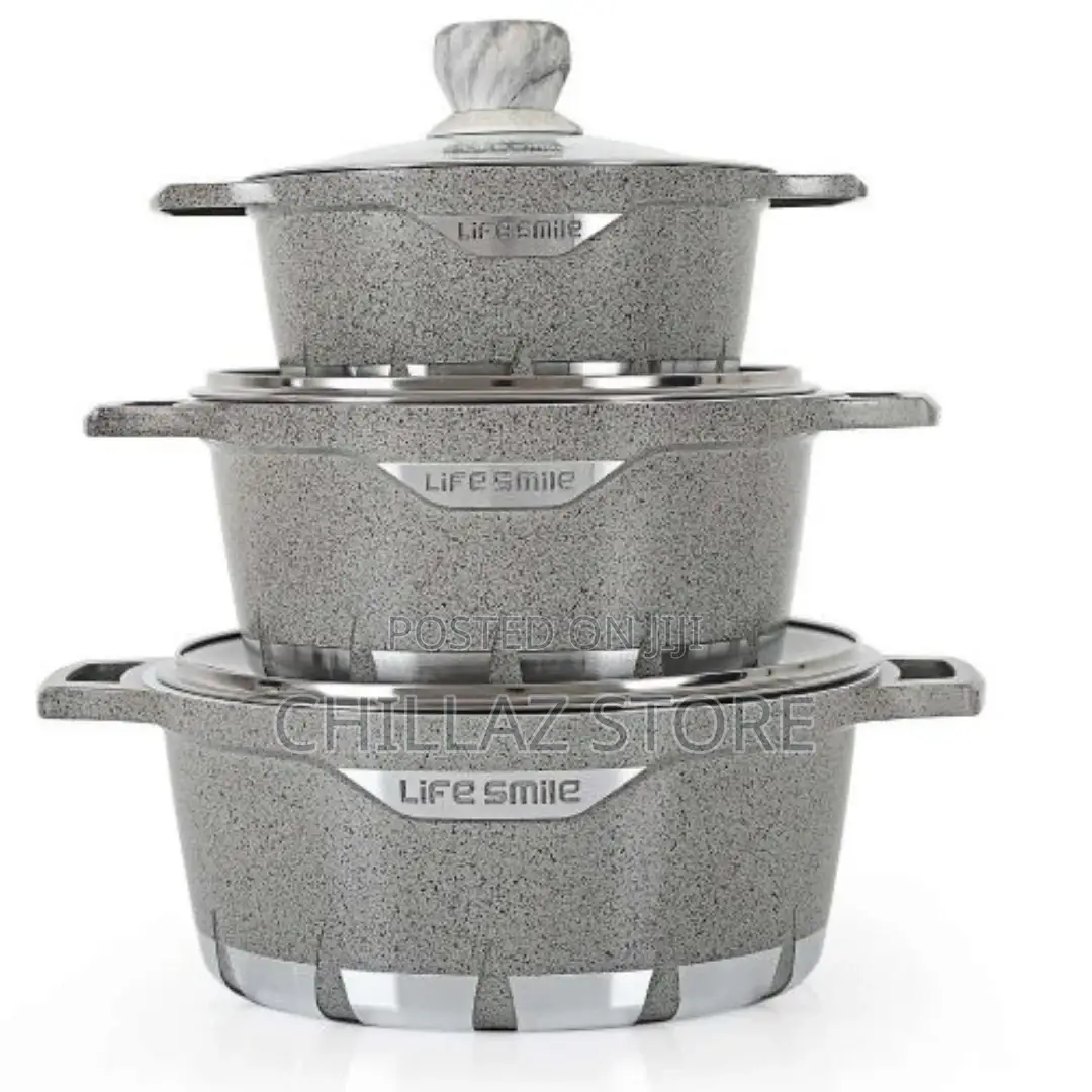 Life Smile 3 Pieces of Non-Stick Serving/Saucepans