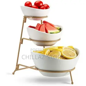 3 Tier Serving Bowls, Dishes With Gold Stand,