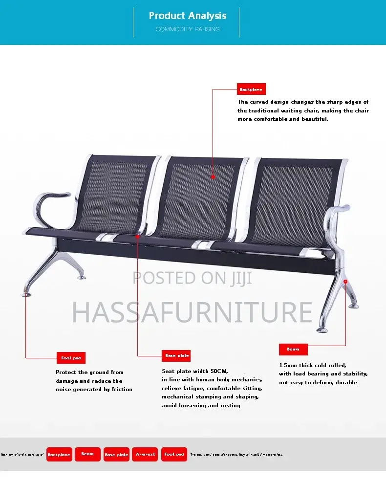 Salon Visitors Chair 3seaters