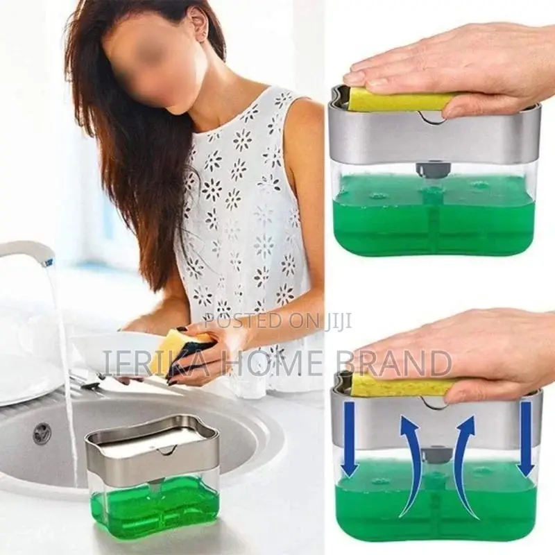 Soap Dispenser 2 in 1 Dishwashing Sponge Holder Kitchen