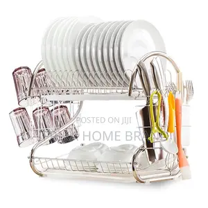Kitchen Dish Rack Steel 2 Tier Dish Drying Rack