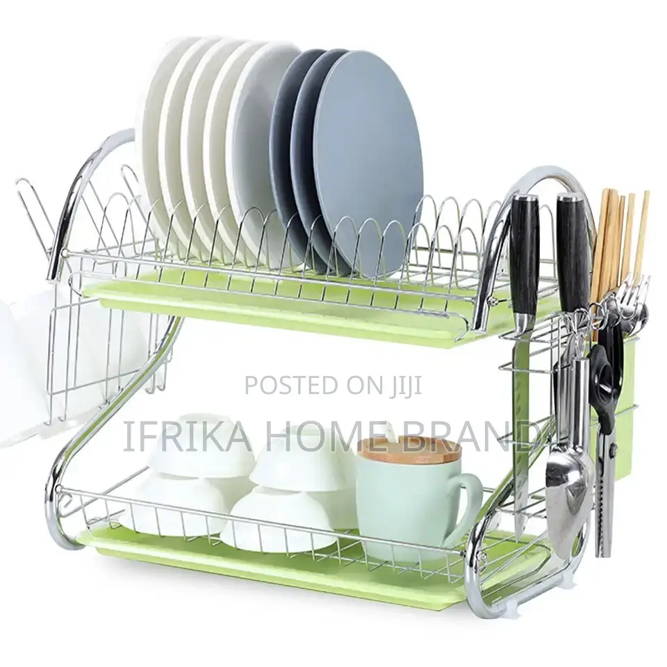Kitchen Dish Rack Steel 2 Tier Dish Drying Rack