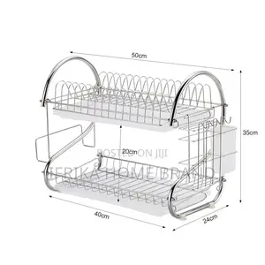 Kitchen Dish Rack Steel 2 Tier Dish Drying Rack