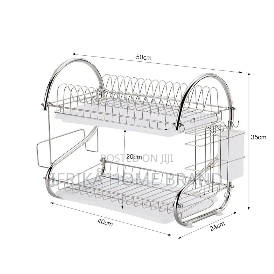 Kitchen Dish Rack Steel 2 Tier Dish Drying Rack