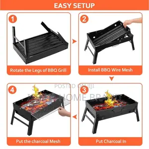 Folding Portable Barbecue Charcoal Grill Stainless Steel