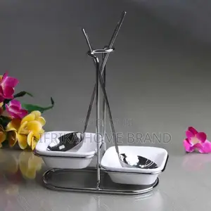 Stainless Steel Spoon Rest With Ceramic Bowl Kitchen Shelf