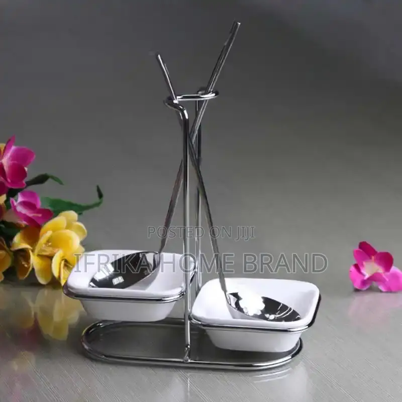 Stainless Steel Spoon Rest With Ceramic Bowl Kitchen Shelf
