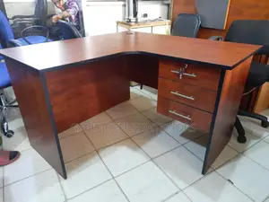 L Shaped Brown Office Table