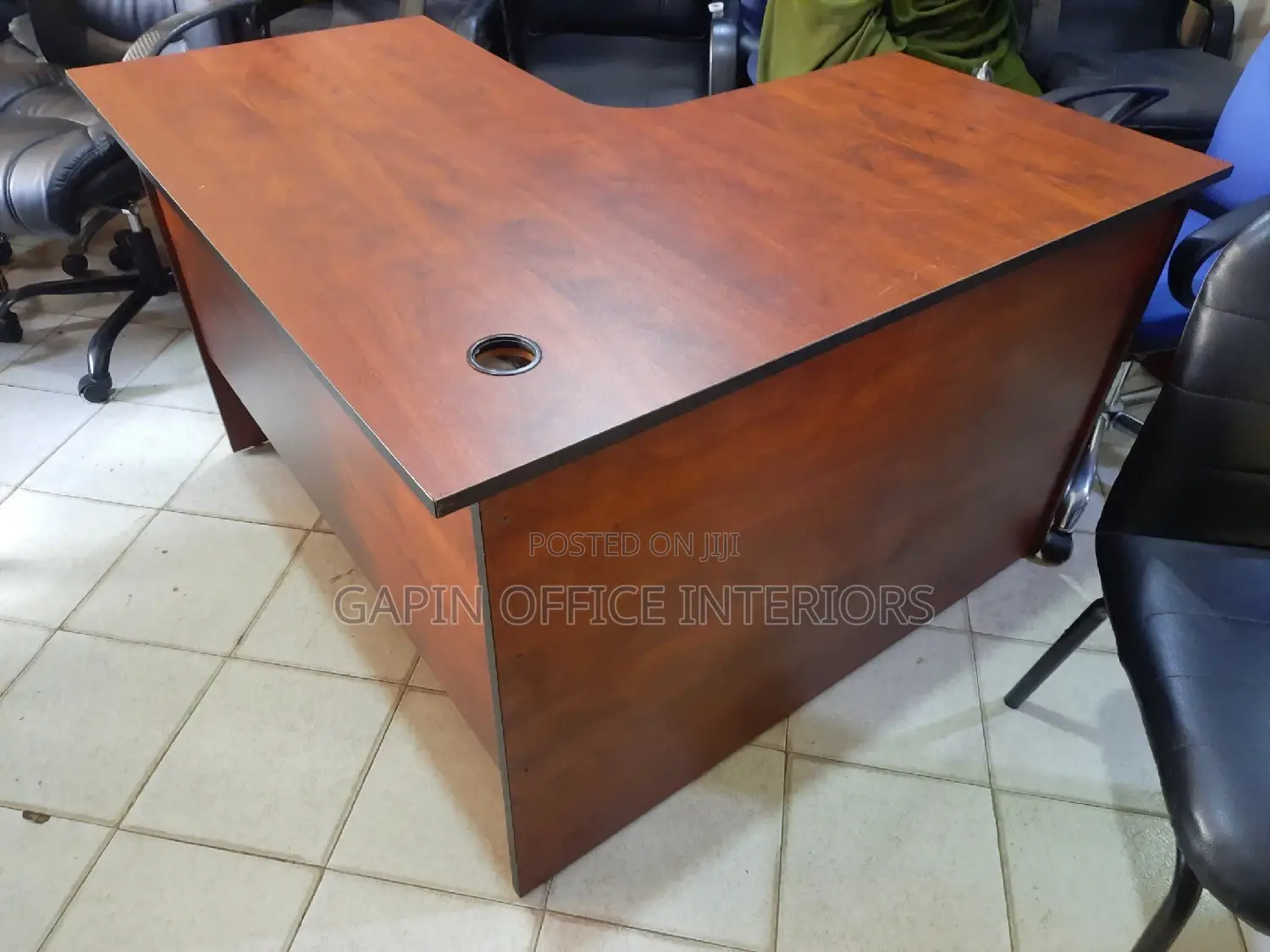 L Shaped Brown Office Table