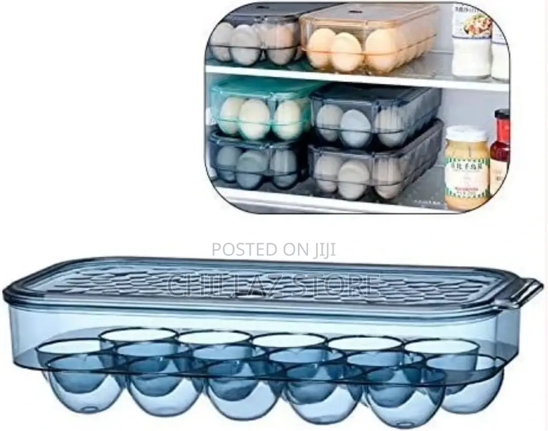 16 Egg Tray Holder for Refrigerator, Stackable Organizer