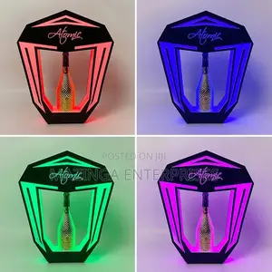 Bar Acrylic Wine, Whisky Bottle Holder With VIP Tray Lights