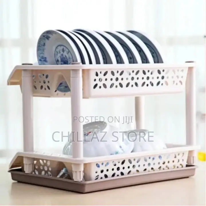 Tier Kitchen Plastic Dish Draining Drying Storage Rack Tray