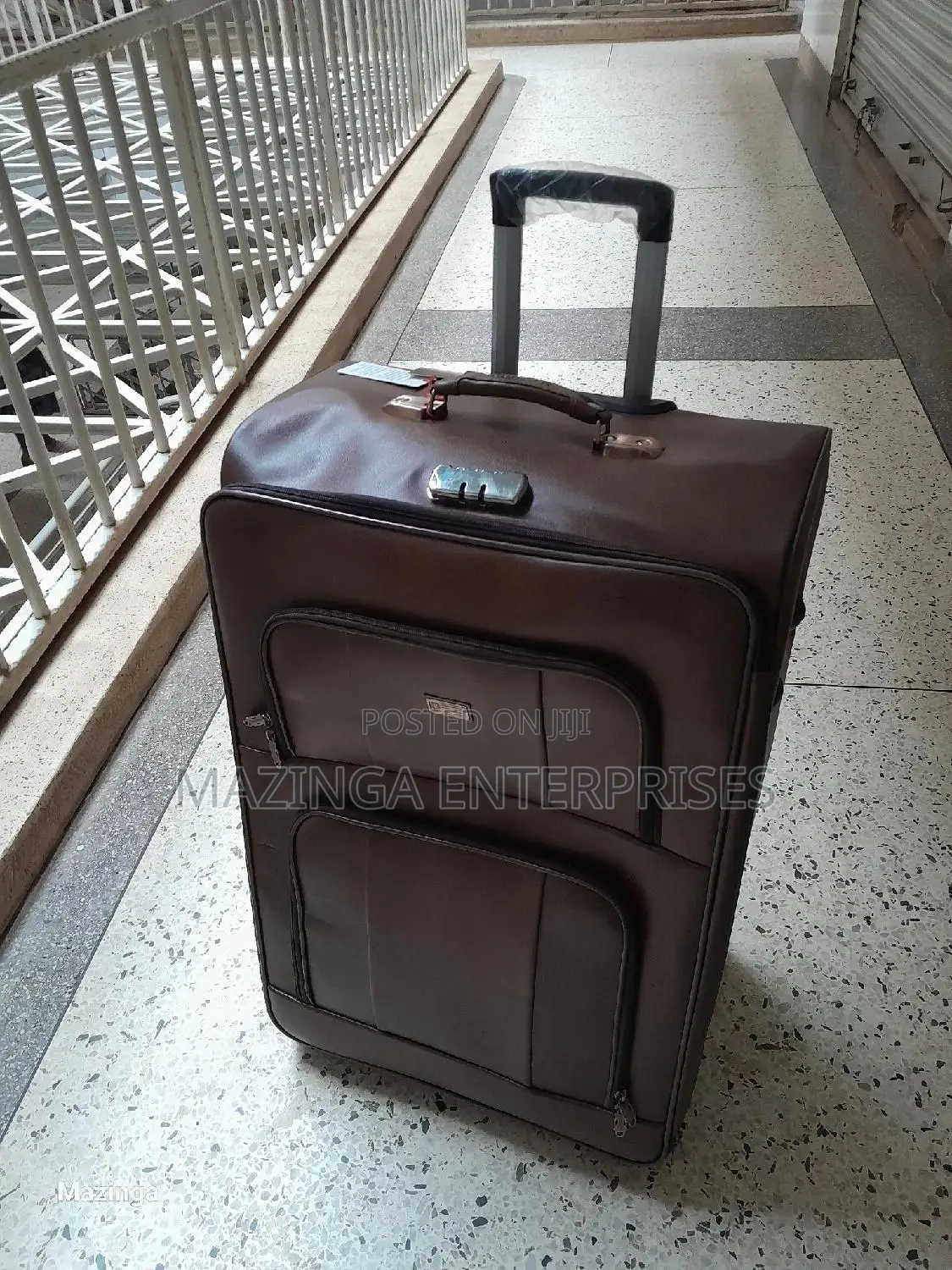 Biggest Size Coffee Brown Genuine Leather Suitcase