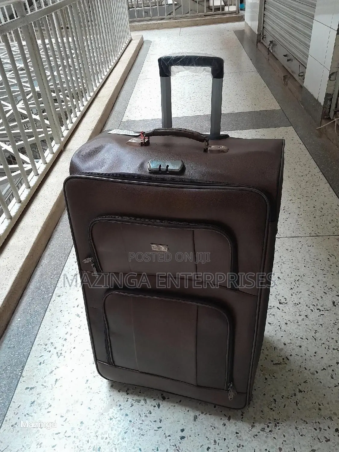 Biggest Size Coffee Brown Genuine Leather Suitcase